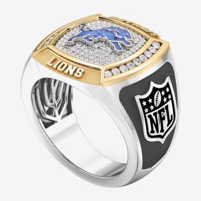 True Fans Fine Jewelry Detroit Lions Mens 1/2 CT. T.W. Mined White Diamond 10K Two Tone Gold Fashion Ring