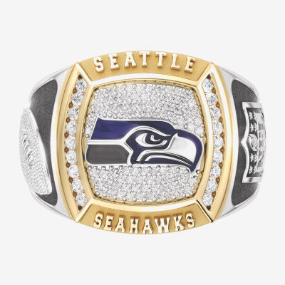 True Fans Fine Jewelry Seattle Seahawks Mens 1/2 CT. T.W. Mined White Diamond 10K Two Tone Gold Fashion Ring