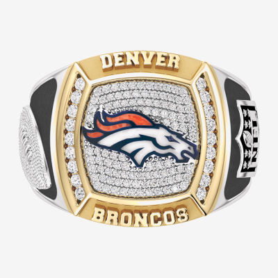 True Fans Fine Jewelry Denver Broncos Mens 1/2 CT. T.W. Natural White Diamond 10K Two Tone Gold Fashion Ring