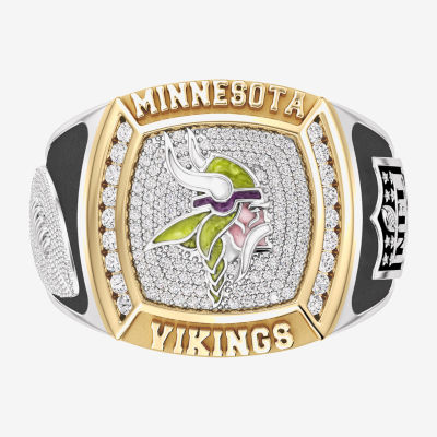 True Fans Fine Jewelry Minnesota Vikings Mens 1/2 CT. T.W. Natural White Diamond 10K Two Tone Gold Fashion Ring