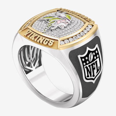 True Fans Fine Jewelry Minnesota Vikings Mens 1/2 CT. T.W. Natural White Diamond 10K Two Tone Gold Fashion Ring