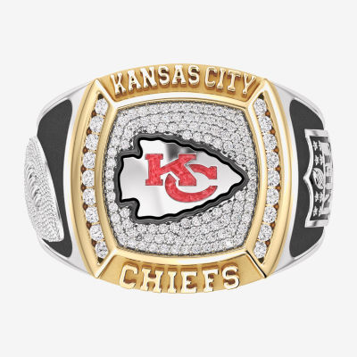 True Fans Fine Jewelry Kansas City Chiefs Mens 1/2 CT. T.W. Mined White Diamond 10K Two Tone Gold Fashion Ring