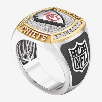 True Fans Fine Jewelry Kansas City Chiefs Mens 1/2 CT. T.W. Mined White Diamond 10K Two Tone Gold Fashion Ring