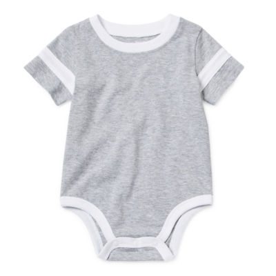 White Stripe Crew Neck Short Sleeve Bodysuit