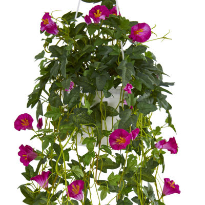 Nearly Natural 30” Petunia Hanging Basket Artificial Plant