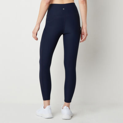 Xersion Womens High Rise Quick Dry Cropped Legging, Color: Navy