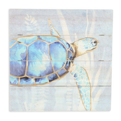 ASSTD NATIONAL BRAND Coralia Sea Turtle Wood Wall Art