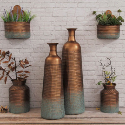 ASSTD NATIONAL BRAND Kyani Copper And Teal Planters 2-pc. Wall Art Sets