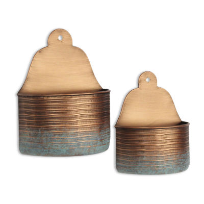 Cheungs Kyani Copper Planter Handmade 2-pc. Wall Mount Wall Basket
