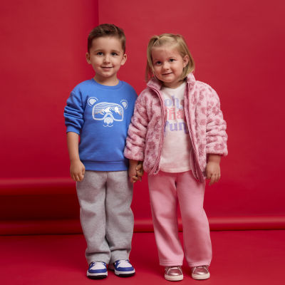 Okie Dokie Toddler & Little Girls Wide Leg Regular Fit Fleece Pull-On Pant