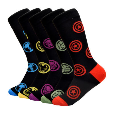 Mens 5 Pair Avengers Crew Socks