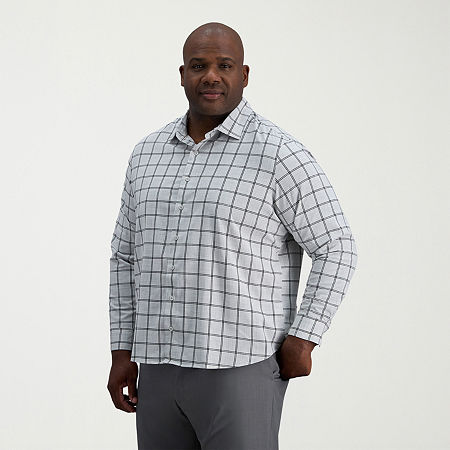 Haggar Mens Long Sleeve Regular Fit Big and Tall Button-Down Shirt, 2x-large Tall, Silver