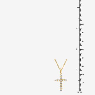 Cross (G, Si1-Si2) Womens 1/2 CT. T.W. Lab Grown White Diamond 14K Gold Over Silver Cross 18 Inch Pendant Necklace