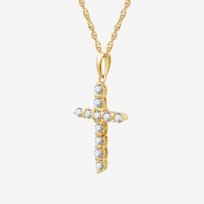 Cross (G, Si1-Si2) Womens 1/2 CT. T.W. Lab Grown White Diamond 14K Gold Over Silver Cross 18 Inch Pendant Necklace