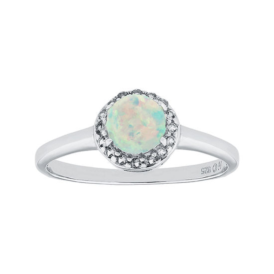 Faceted Lab-Created Opal & White Topaz Sterling Silver Ring - JCPenney