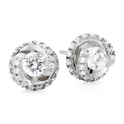 1 CT.T.W. Natural Diamond Spiral 10K White Gold Stud Earrings