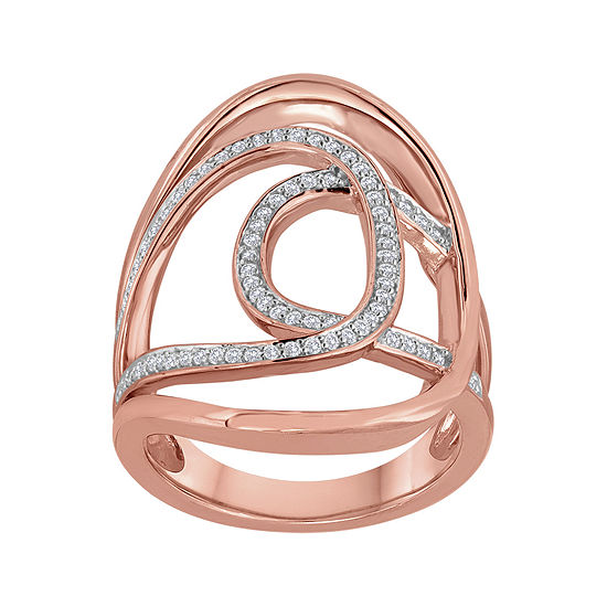 1/3 CT. T.W. Diamond 14K Rose Gold Over Sterling Silver Open Oval Knuckle Ring