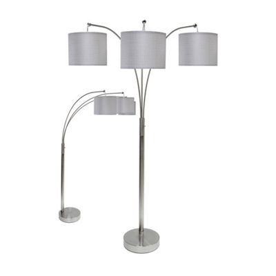 Stylecraft Owen 3Light Brushed Steel Arched Metal Floor Lamp L71001SLDS, Color Brushed Steel