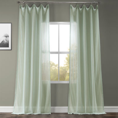 Exclusive Fabrics & Furnishing Solid Faux Linen Rod Pocket Sheer Single Curtain Panel