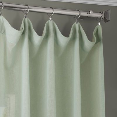 Exclusive Fabrics & Furnishing Solid Faux Linen Rod Pocket Sheer Single Curtain Panel