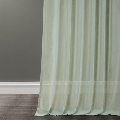 Exclusive Fabrics & Furnishing Solid Faux Linen Rod Pocket Sheer Single Curtain Panel