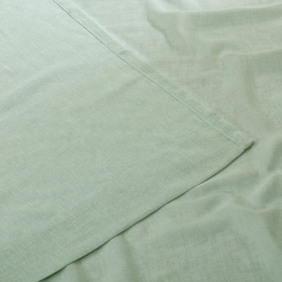 Exclusive Fabrics & Furnishing Solid Faux Linen Rod Pocket Sheer Single Curtain Panel