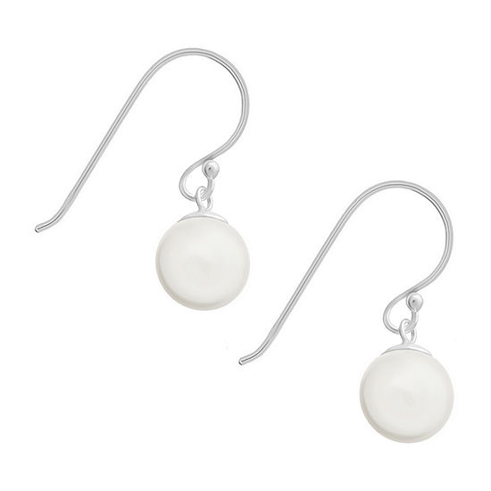 Silver Treasures Sterling Silver Simulated Pearl Knot Drop Earrings