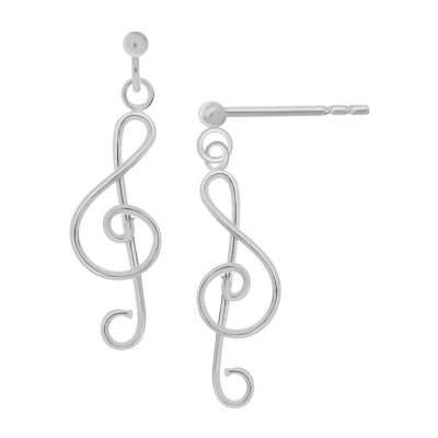 Silver Treasures Music Note Womens Sterling Silver Hypoallergenic Drop Earrings