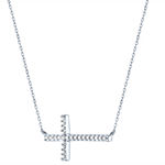 Womens Diamond Accent Genuine White Diamond 10K White Gold Cross Pendant Necklace