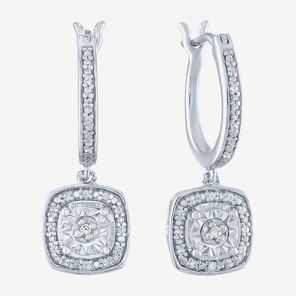 Limited Time Special! 1/10 CT. T.W. Genuine Diamond Sterling Silver Drop Earrings