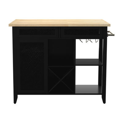 Lemchard Collection WoodTop Kitchen Island, Color Black JCPenney