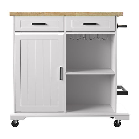 Blethag Collection Wood-Top Kitchen Island, One Size, White