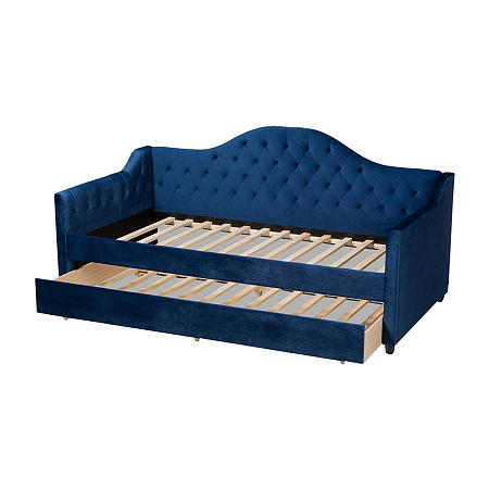 Perry Tufted Daybed With Trundle, One Size, Blue