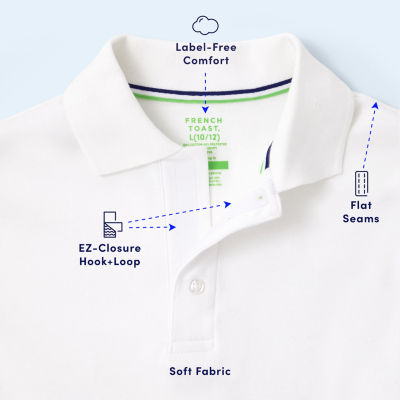 French Toast Little & Big Unisex Adaptive Short Sleeve Polo Shirt