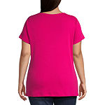 St. John's Bay Womens Plus Short Sleeve T-Shirt