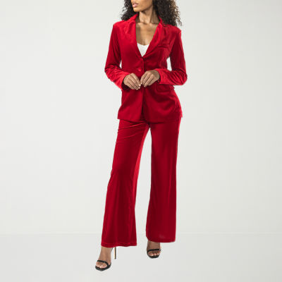 Premier Amour Velvet Womens Regular Fit Double Breasted Blazer