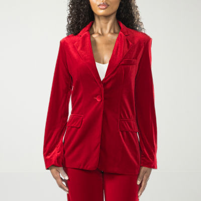 Premier Amour Velvet Womens Regular Fit Double Breasted Blazer