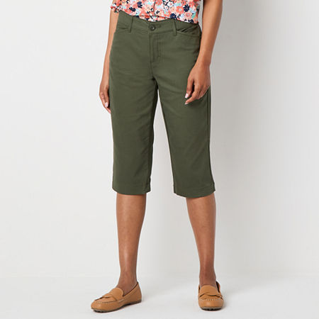 St. John's Bay Secretly Slender Womens Mid Rise Capri Pants, 20, Green