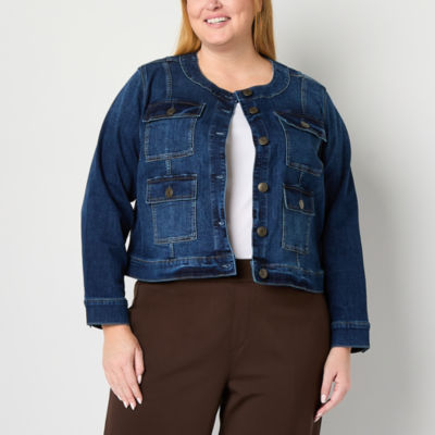 St. John's Bay Midweight Denim Womens Plus Jacket