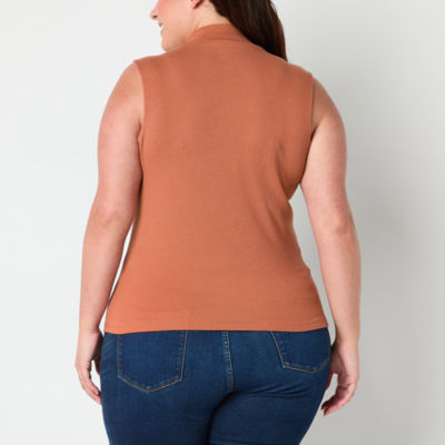 a.n.a Womens Plus Mock Neck Sleeveless Tank Top