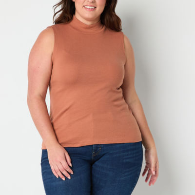 a.n.a Womens Plus Mock Neck Sleeveless Tank Top