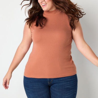 a.n.a Womens Plus Mock Neck Sleeveless Tank Top