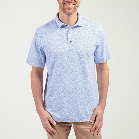 CUTTER & BUCK Mens Regular Fit Short Sleeve Polo Shirt, Small, Blue