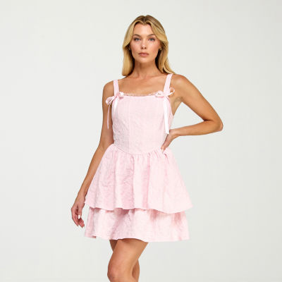 Trixxi Womens Juniors Sleeveless Fit + Flare Dress, Color: Blush