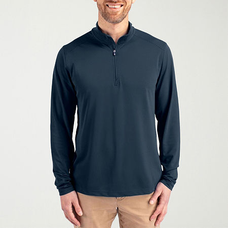 CUTTER & BUCK Mens Mock Neck Long Sleeve Quarter-Zip Pullover, 3x-large, Blue