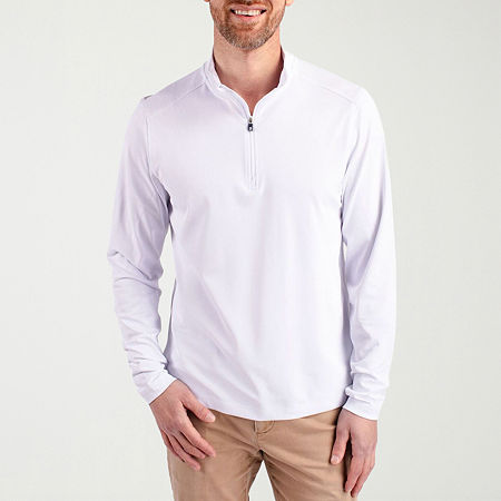 CUTTER & BUCK Mens Mock Neck Long Sleeve Quarter-Zip Pullover, Large, White