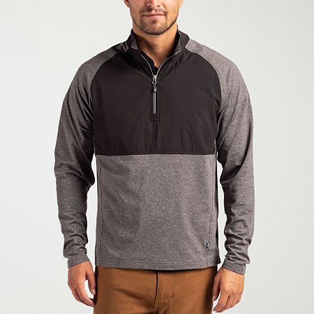 CUTTER & BUCK Mens Mock Neck Long Sleeve Quarter-Zip Pullover, X-large, Black
