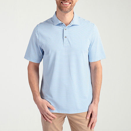 CUTTER & BUCK Mens Regular Fit Short Sleeve Polo Shirt, Large, Blue