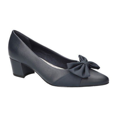 Easy Street Womens Pointed Closed Toe Block Heel Pumps