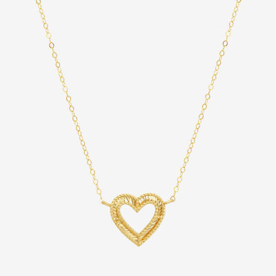 Womens 10K Gold Heart 16 Inch Pendant Necklace, Color: Yellow